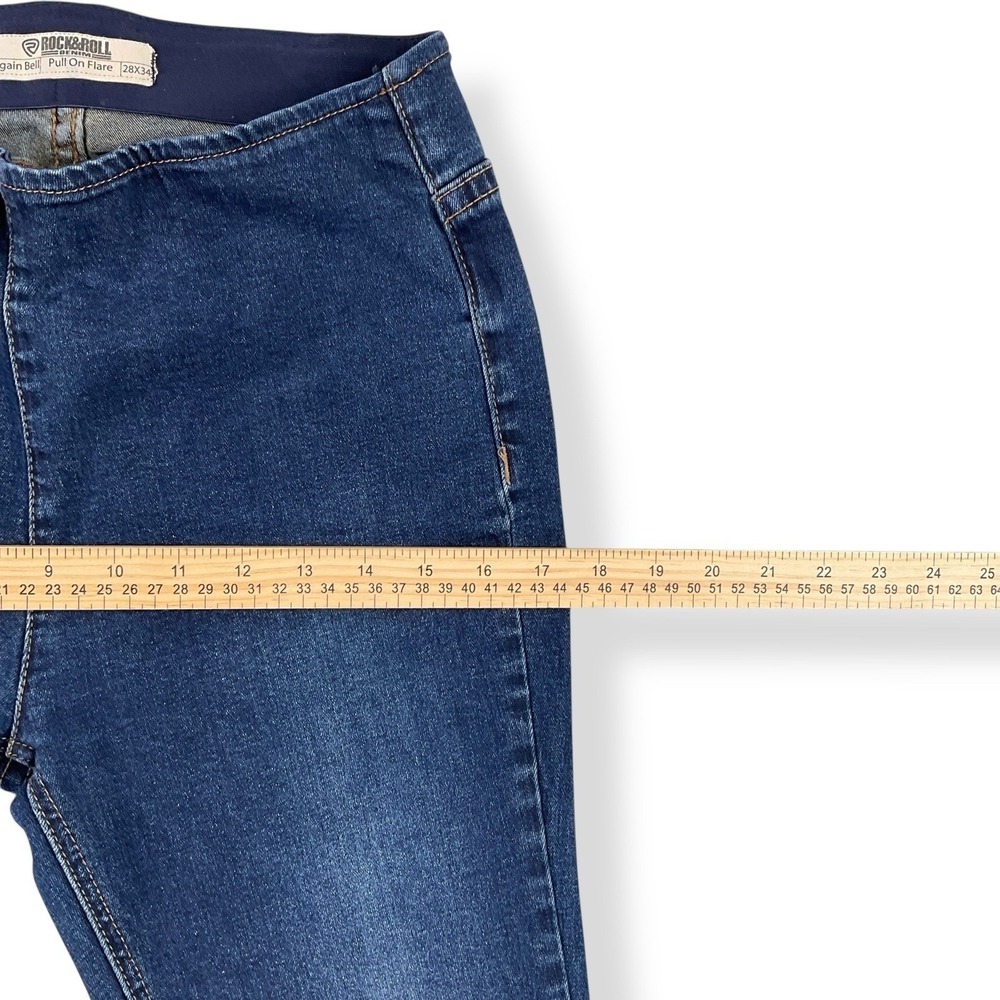 Rock & Roll Flare Jeans Womens 28x34 (ACTUAL 28x32) Blue Bargain Bell Pull On - Picture 13 of 16